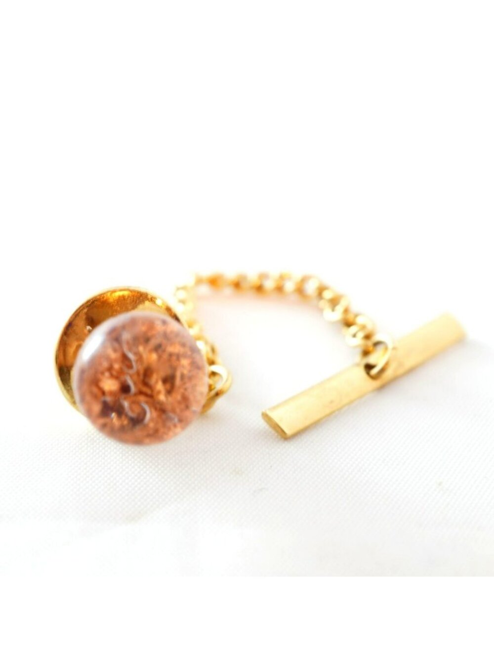 Vintage Rose Gold Tie Tack And Chain Bar Accent - Picture 2 of 4